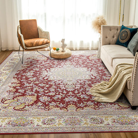 Hanachi Rug – Classic Elegance in Red & Cream - Art World Gallery