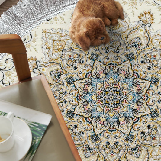 Delvin White Round Rug - Art World Gallery