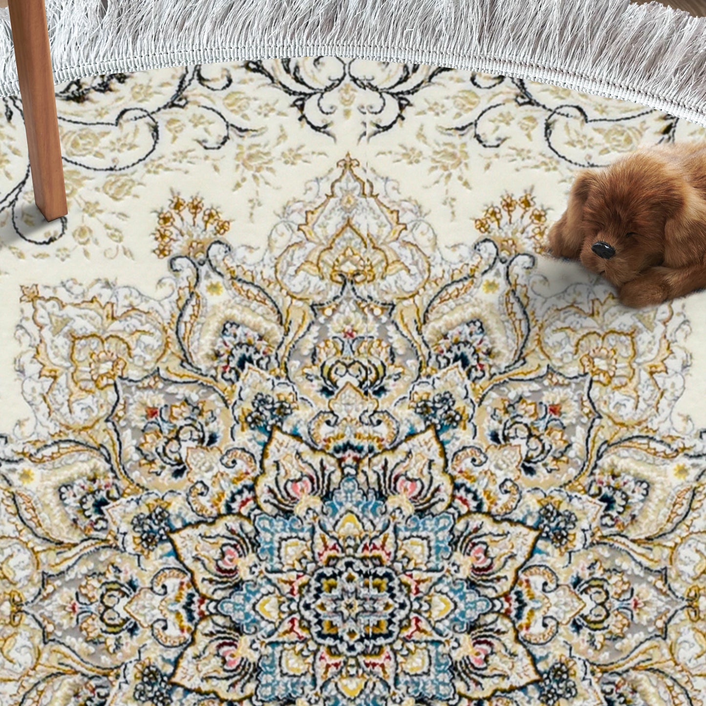 Delvin White Round Rug - Art World Gallery