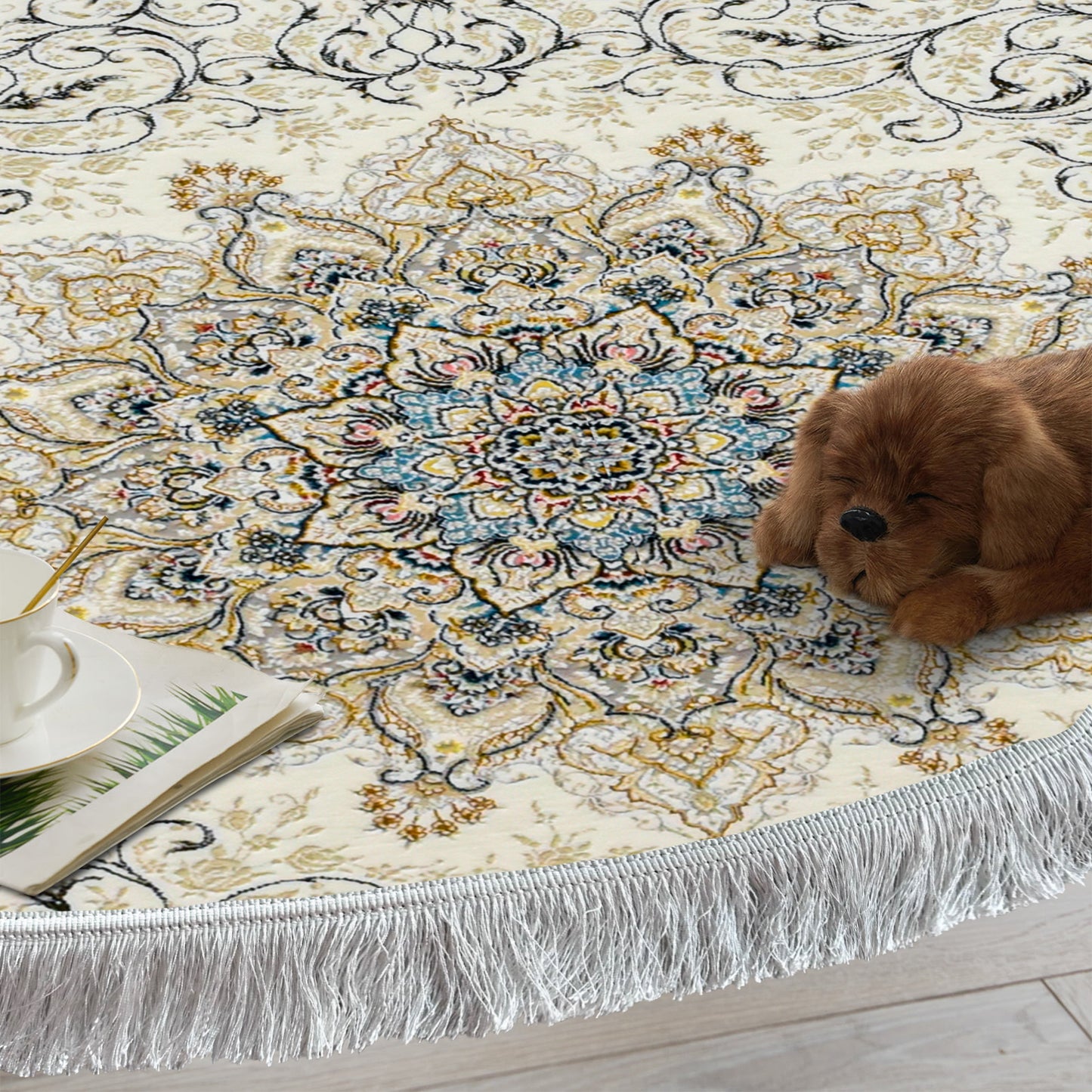 Delvin White Round Rug - Art World Gallery