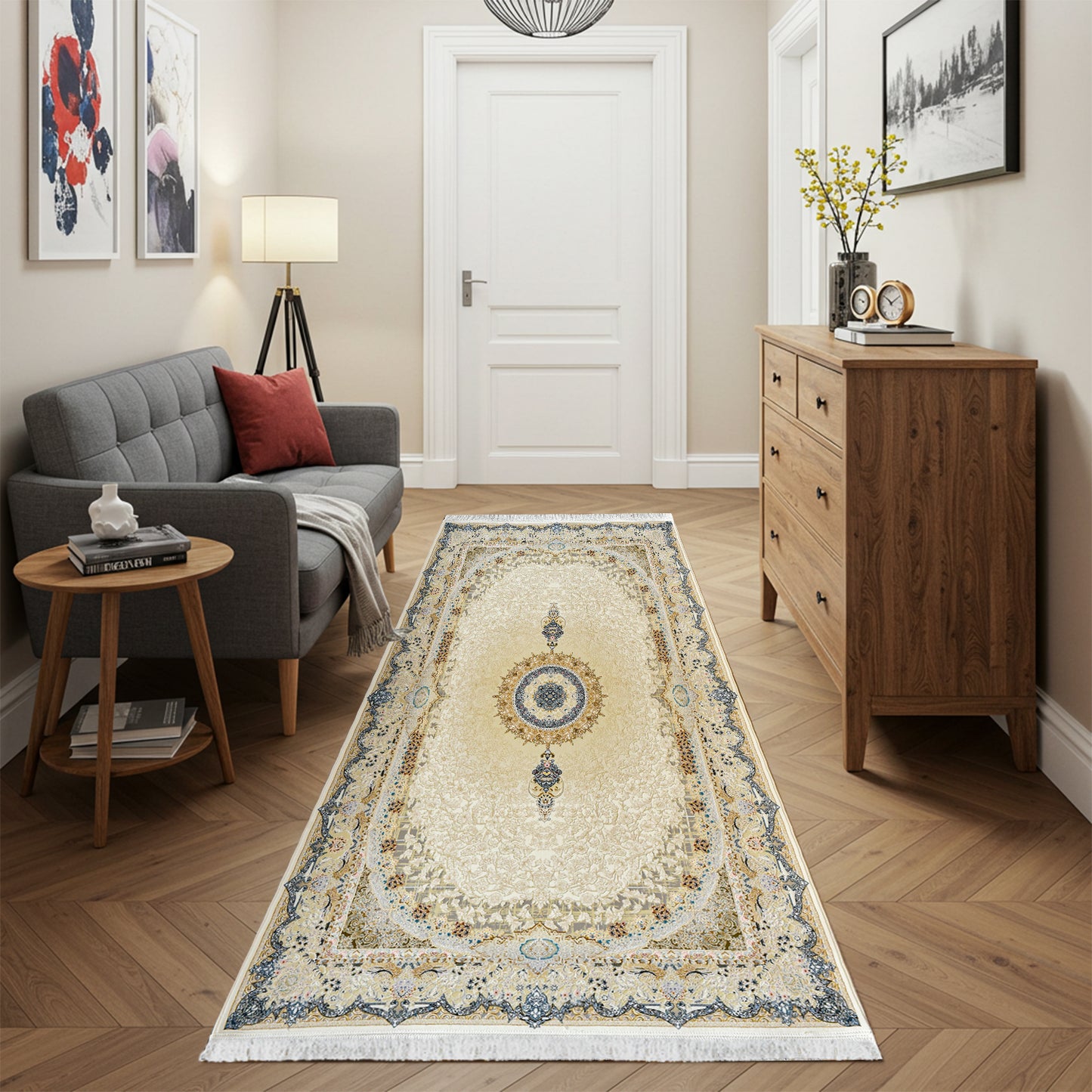 Haliwood Cream - Classic Iranian Runner - Art World Gallery