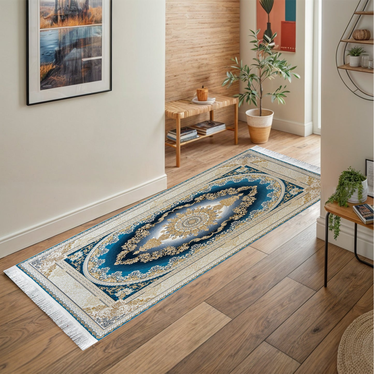 Karen Blue - Classic Iranian Runner - Art World Gallery