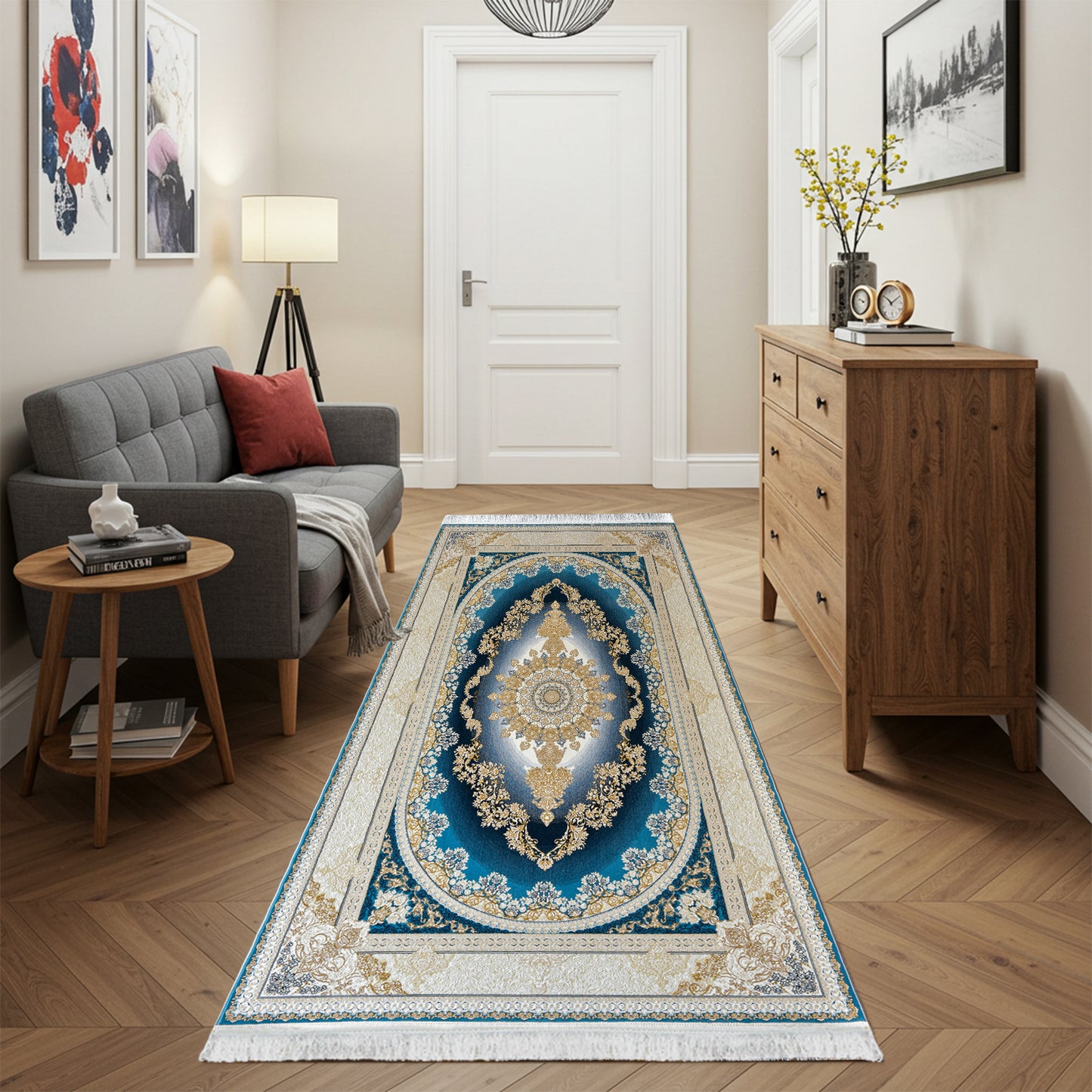 Karen Blue - Classic Iranian Runner - Art World Gallery