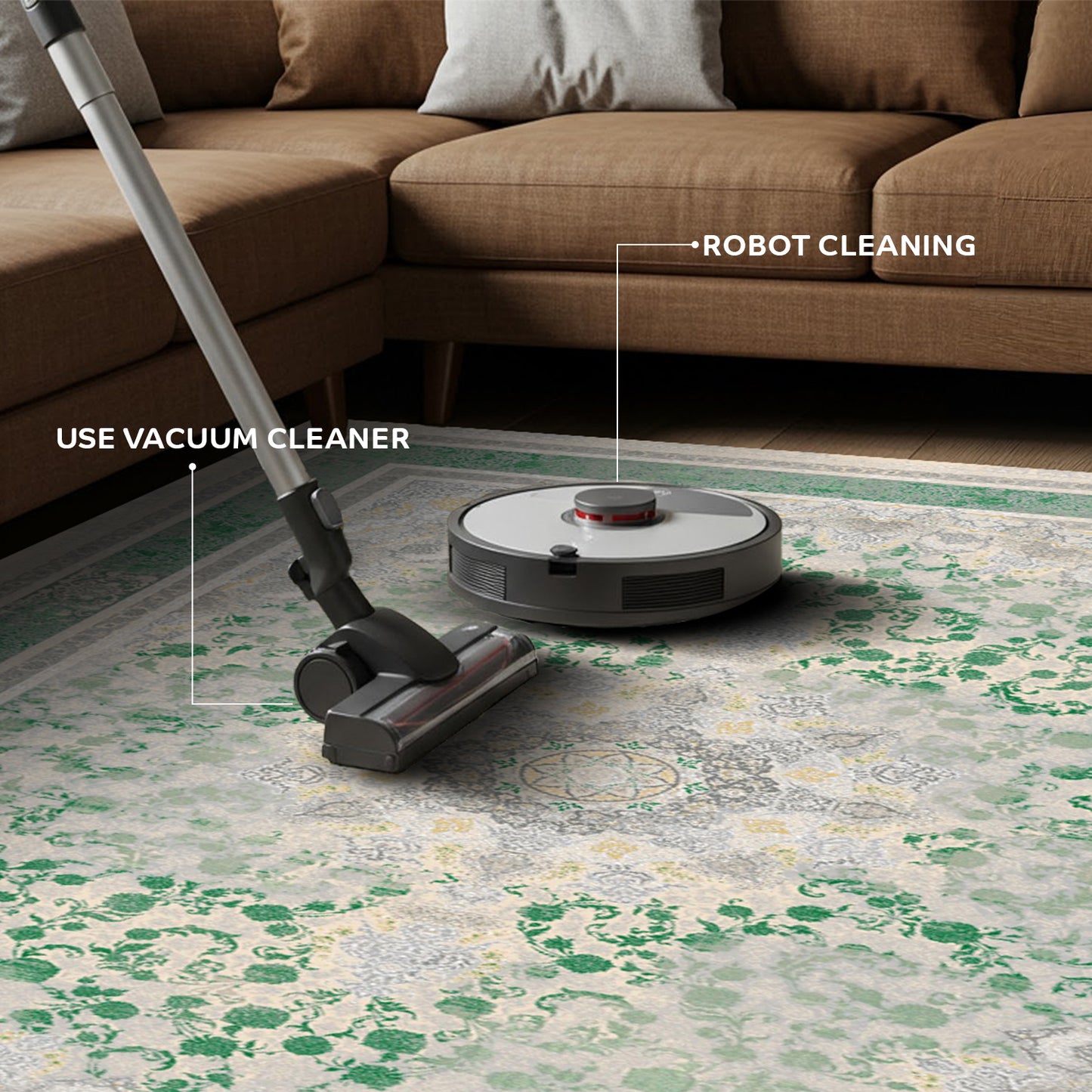 Luxury Persian Rug – Classic Dark Green & Gray - Art World Gallery -