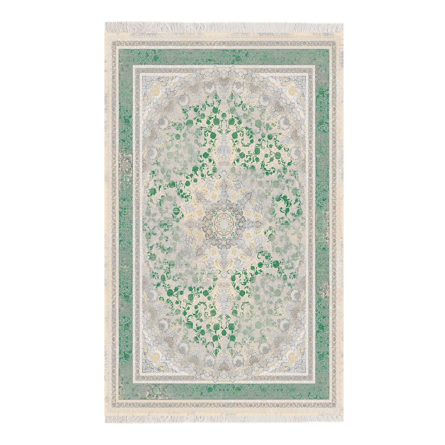 Luxury Persian Rug – Classic Dark Green & Gray - Art World Gallery -