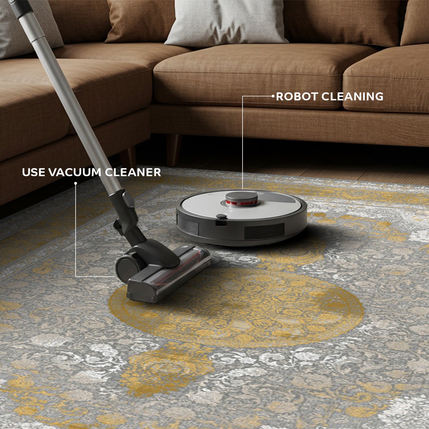 Luxury Persian Rug – Classic Dark Smokey Gold - Art World Gallery -