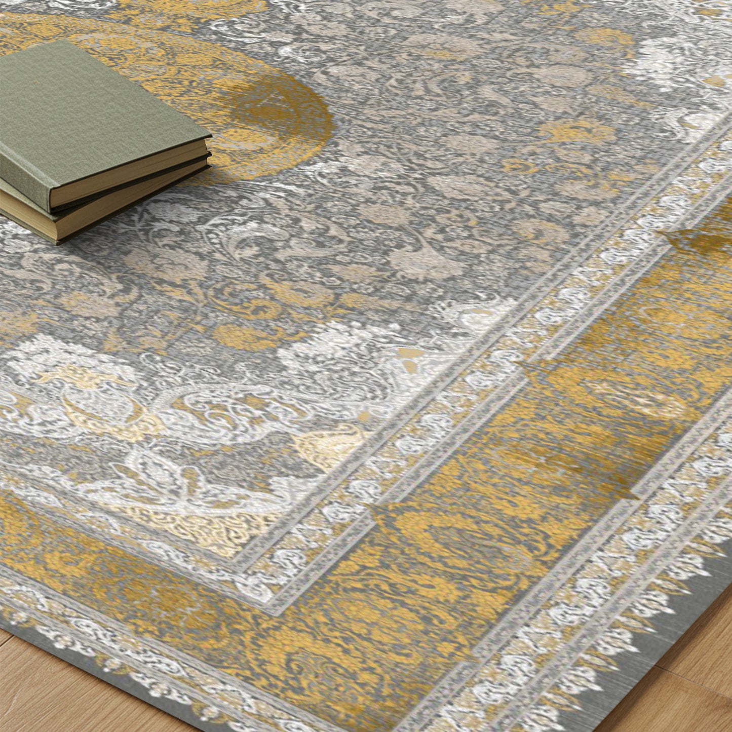 Luxury Persian Rug – Classic Dark Smokey Gold - Art World Gallery -