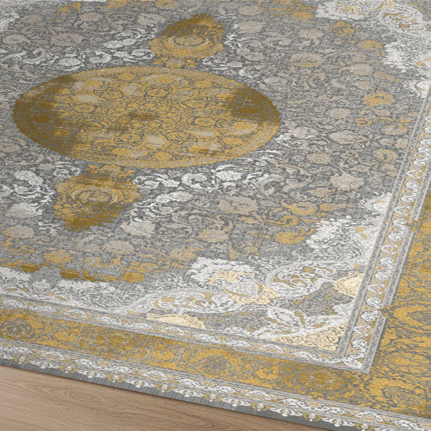 Luxury Persian Rug – Classic Dark Smokey Gold - Art World Gallery -
