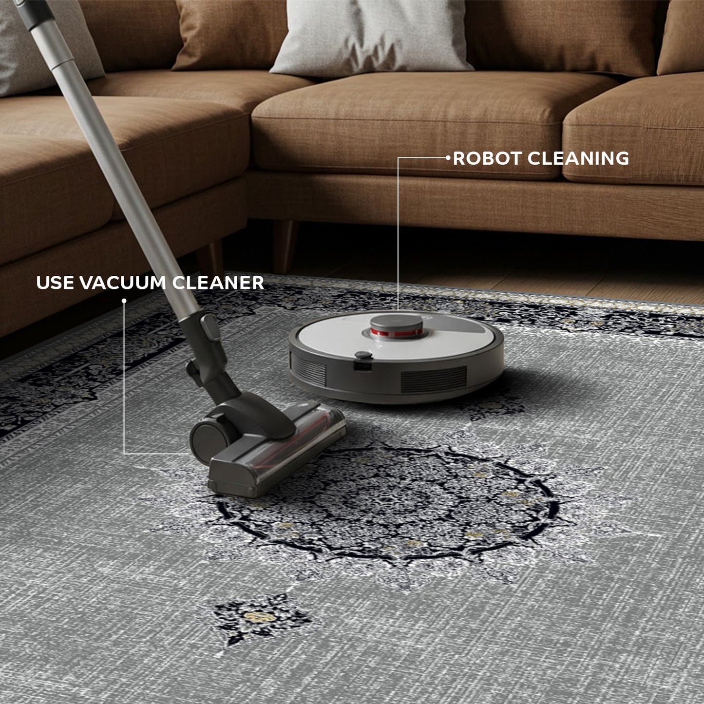 Luxury Persian Rug – Classic Light  Gray - Art World Gallery -