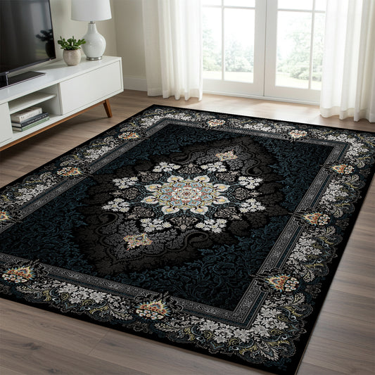 Luxury Persian Rug – Classic Navy & Gray - Art World Gallery -