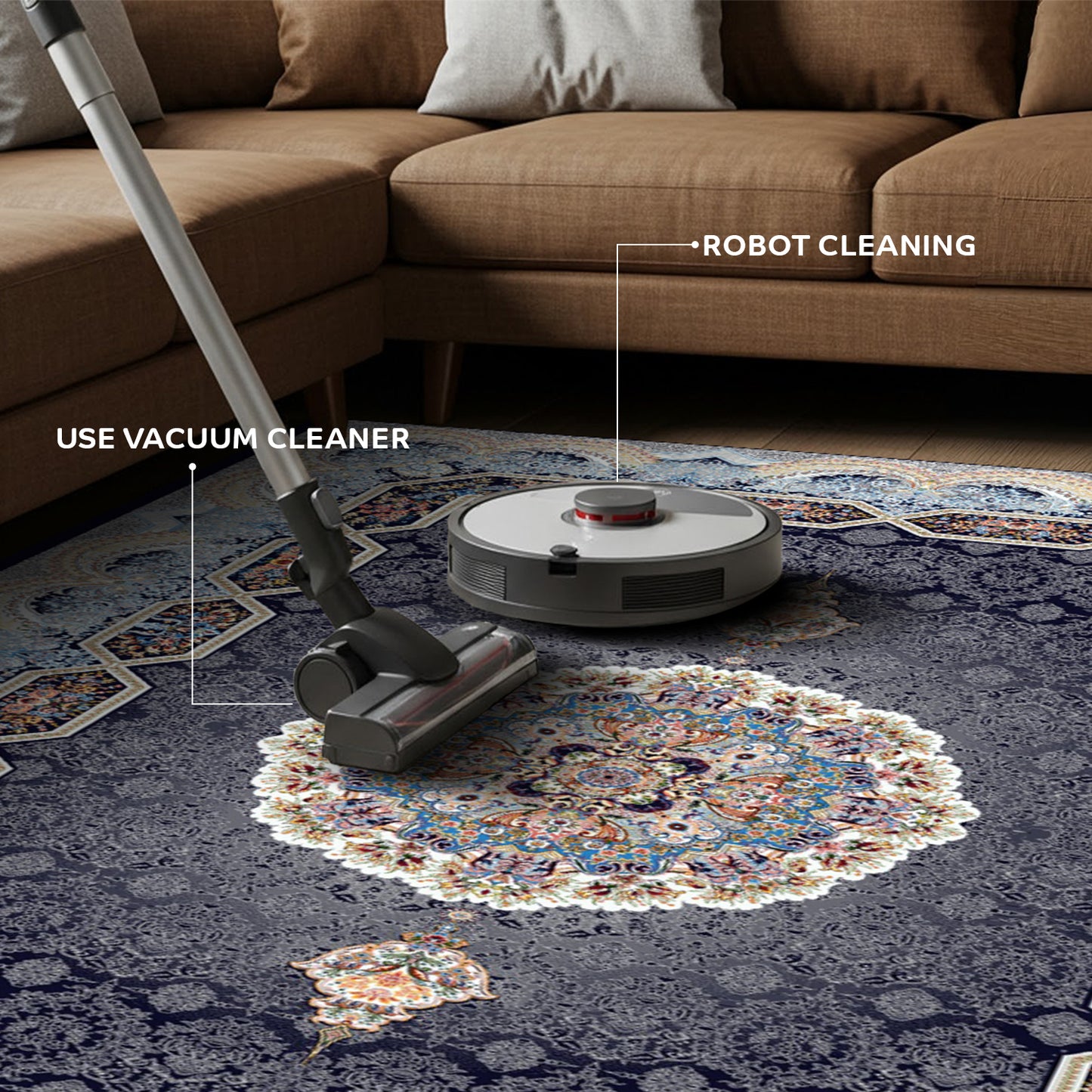 Luxury Persian Rug – Classic Navy & Smokey Blue - Art World Gallery -