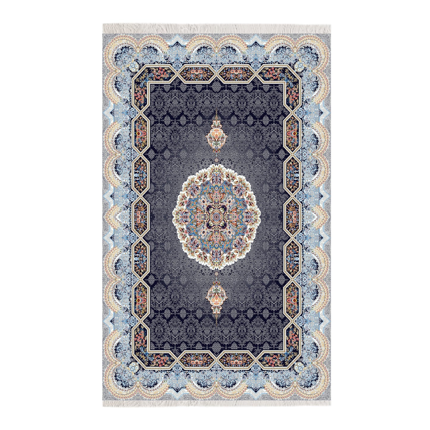 Luxury Persian Rug – Classic Navy & Smokey Blue - Art World Gallery -