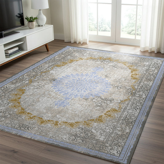 Luxury Persian Rug – Classic Smokey Blue - Art World Gallery -