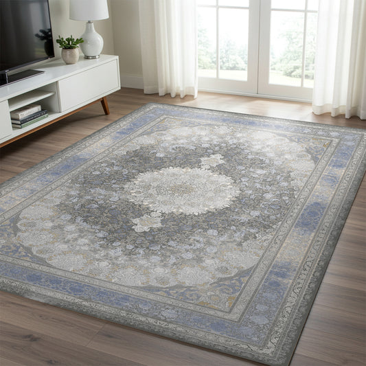 Luxury Persian Rug – Classic Smokey Blue - Art World Gallery -