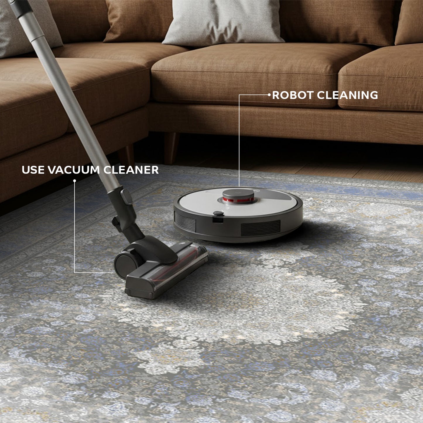 Luxury Persian Rug – Classic Smokey Blue - Art World Gallery -