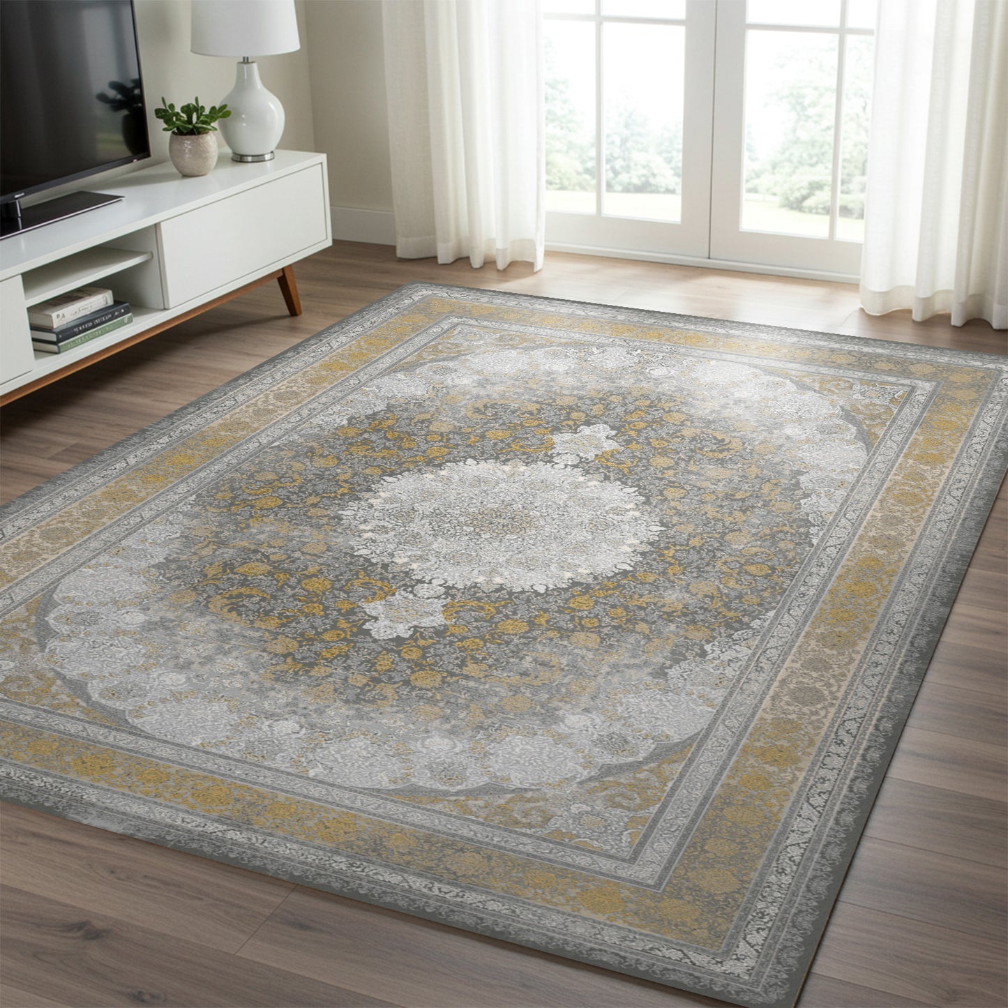Luxury Persian Rug – Classic Smokey Gold - Art World Gallery -