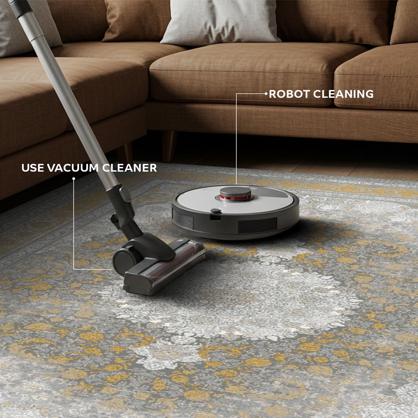 Luxury Persian Rug – Classic Smokey Gold - Art World Gallery -