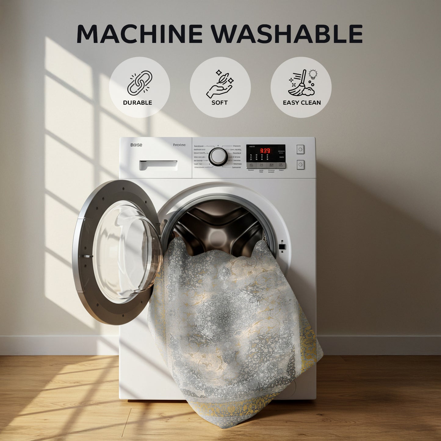 Luxury Persian Rug – Classic Smokey Gold & Gray - Art World Gallery -