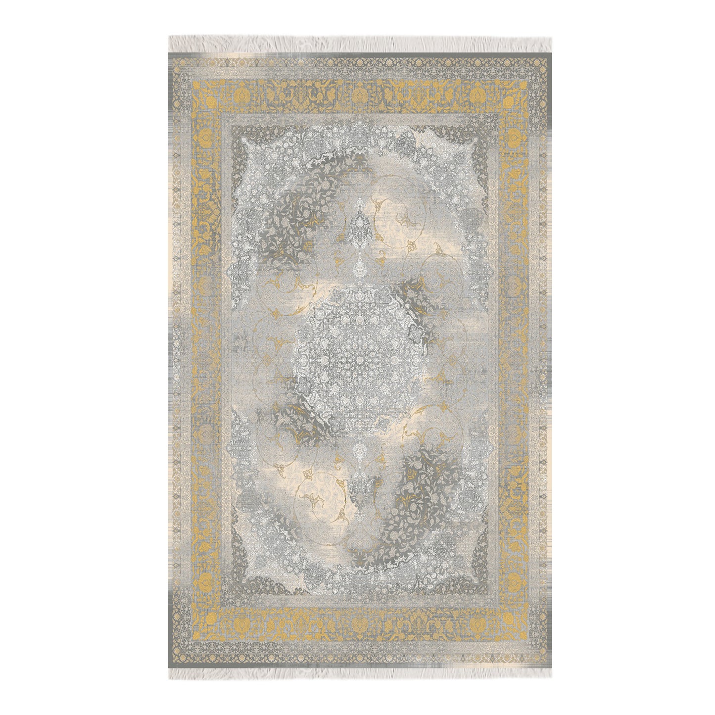 Luxury Persian Rug – Classic Smokey Gold & Gray - Art World Gallery -
