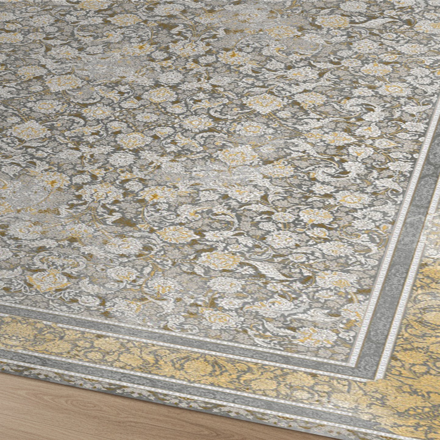Luxury Persian Rug – Classic Smokey Gold & Khaki - Art World Gallery -