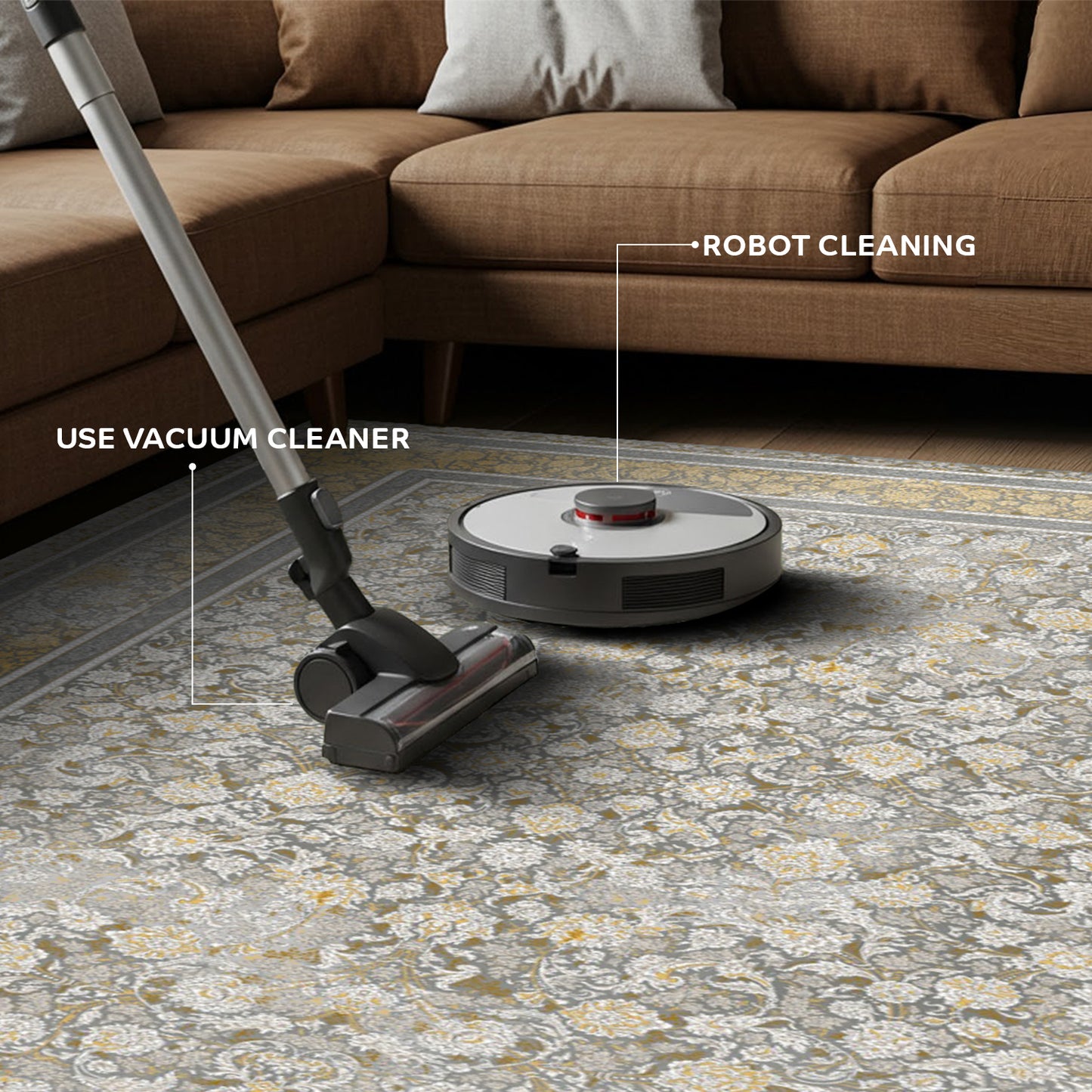 Luxury Persian Rug – Classic Smokey Gold & Khaki - Art World Gallery -