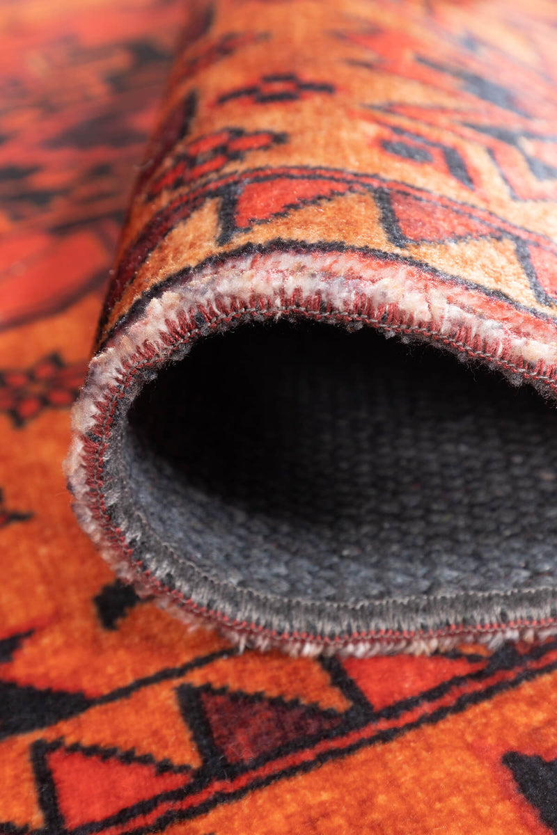 Vintage Collection Orange Non-Slip Area Rug
