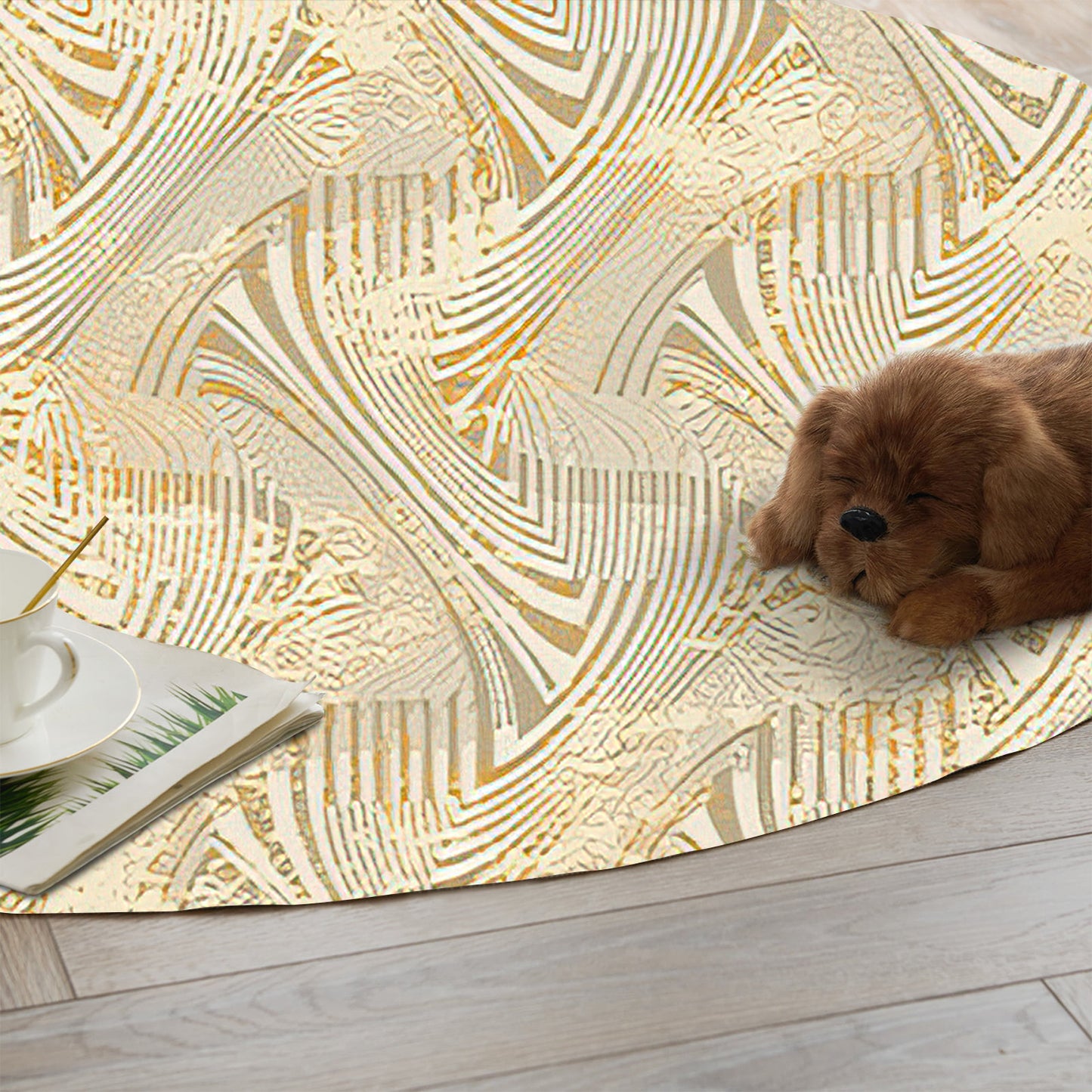 Modern Cream Round Carpet - Art World Gallery