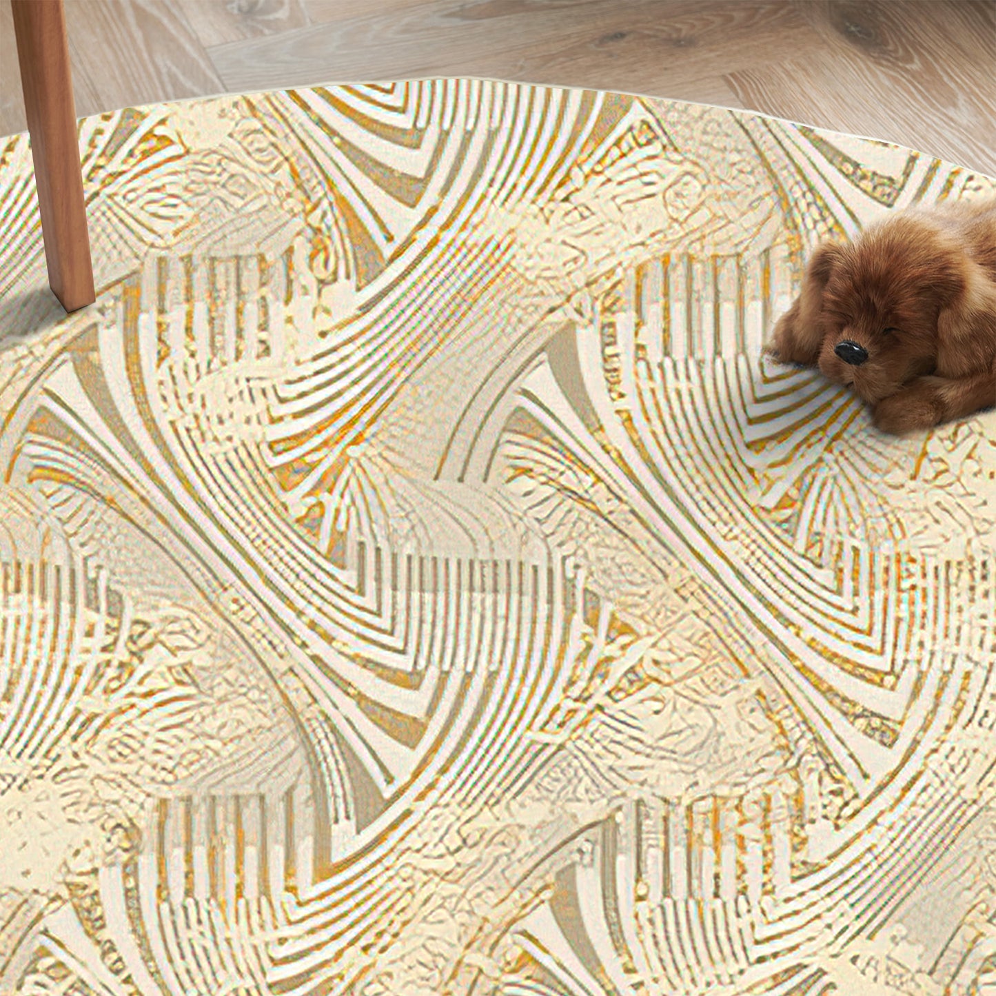 Modern Cream Round Carpet - Art World Gallery