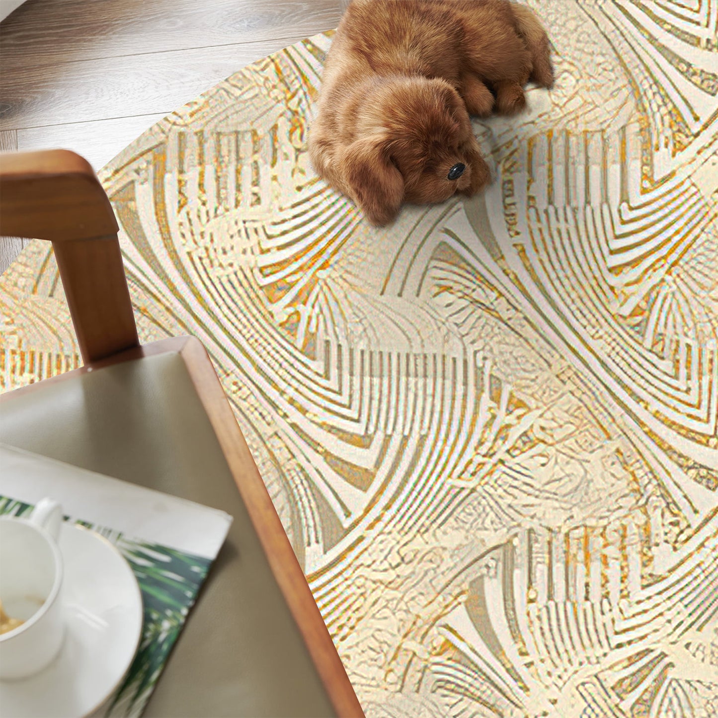 Modern Cream Round Carpet - Art World Gallery