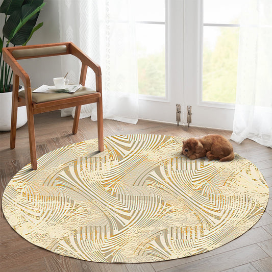 Modern Cream Round Carpet - Art World Gallery