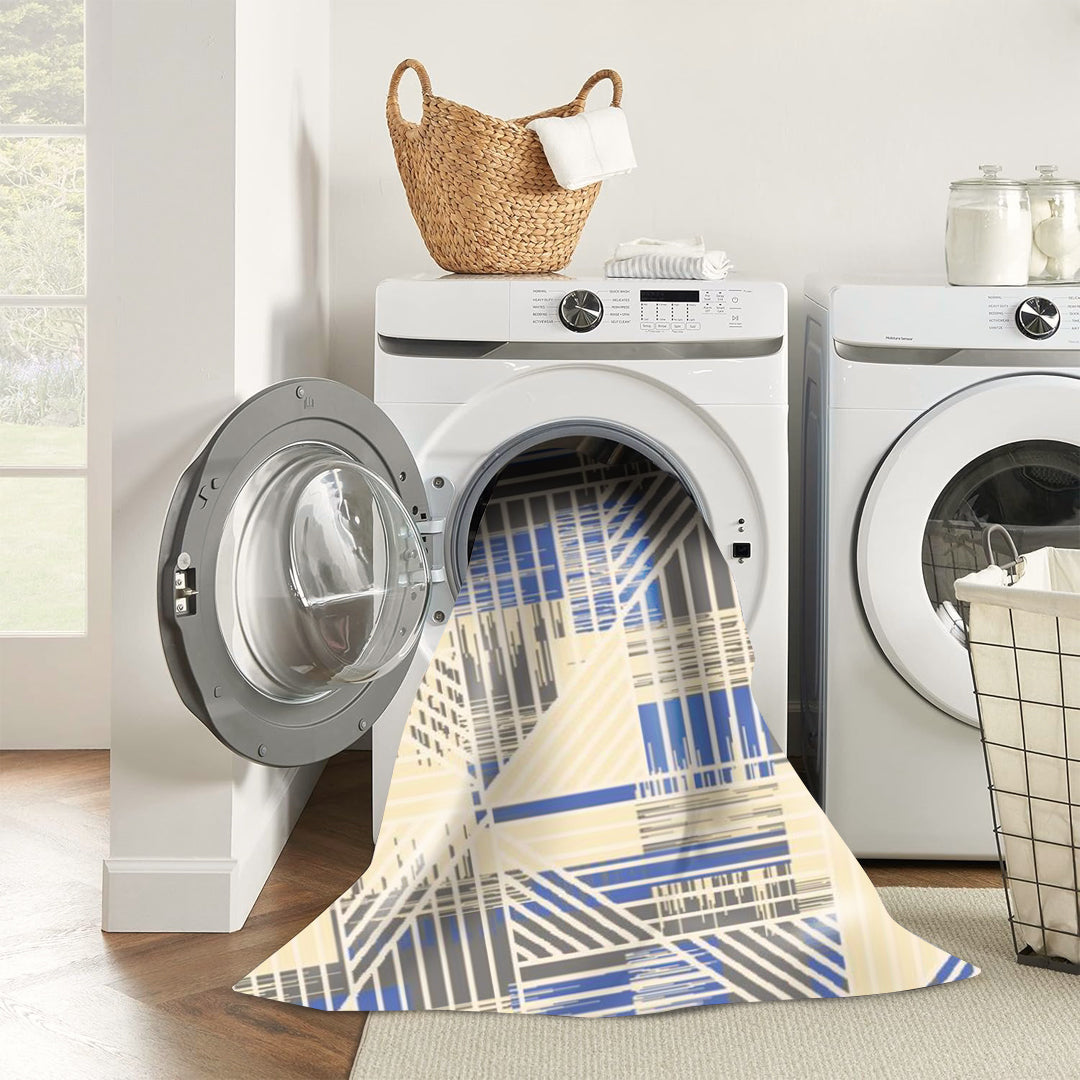 Modern Grey & Blue Runner - Art World Gallery