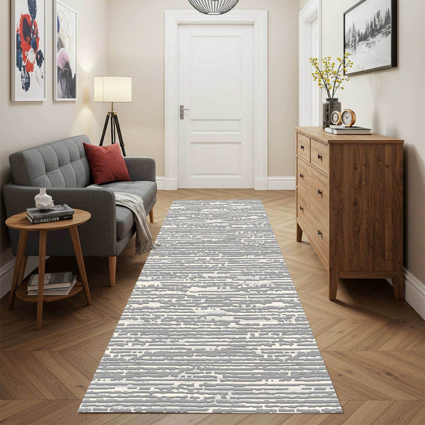 Modern Grey Runner - Art World Gallery