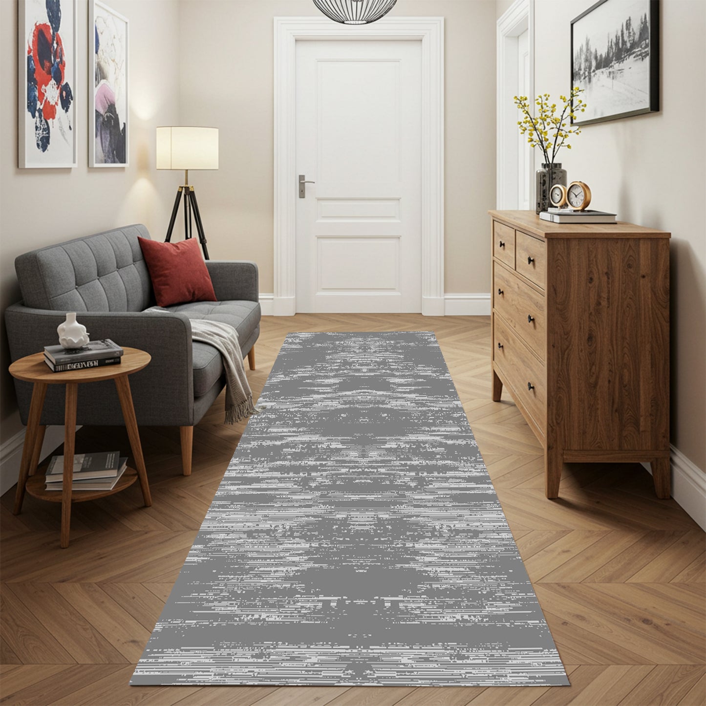 Modern Grey Runner - Art World Gallery