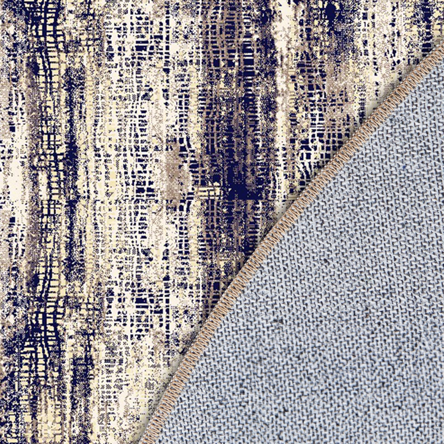 Modern Navy Round Carpet - Art World Gallery