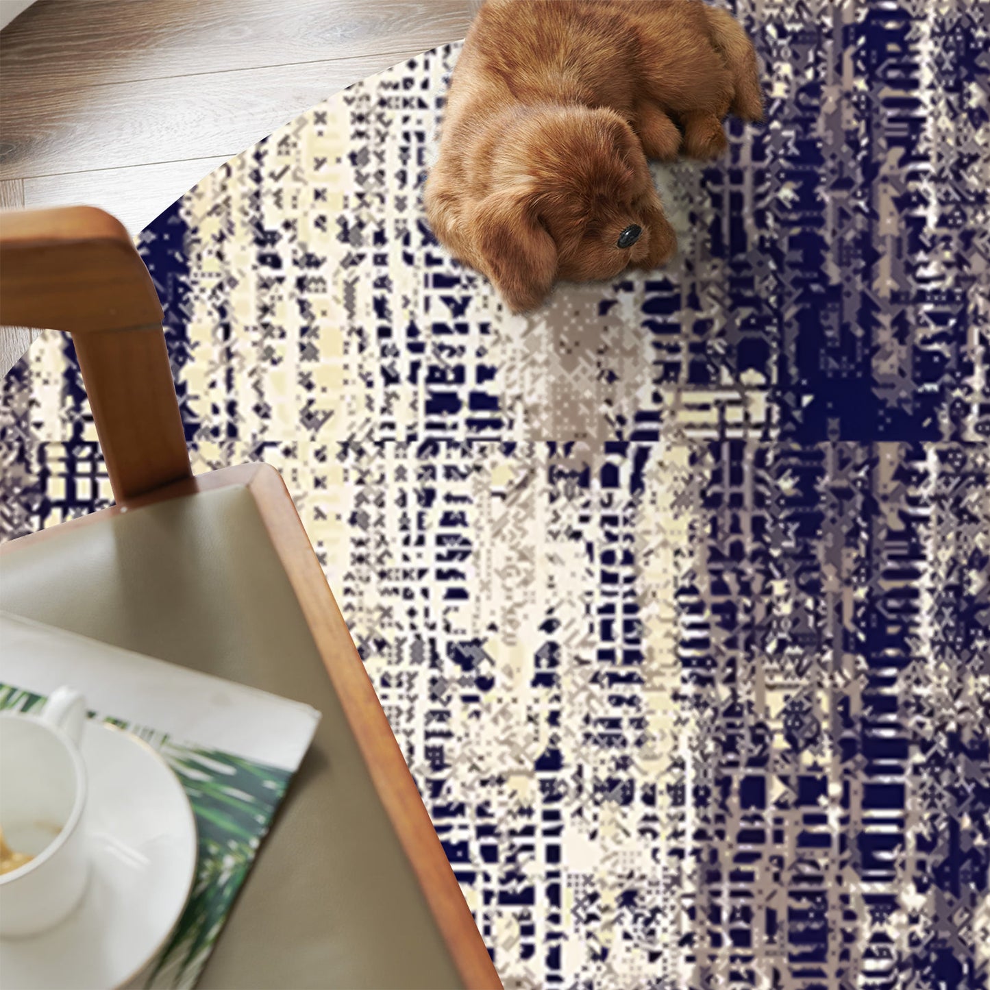 Modern Navy Round Carpet - Art World Gallery