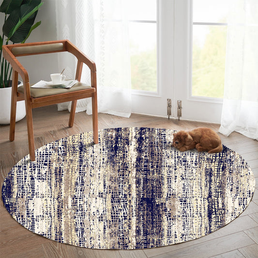 Modern Navy Round Carpet - Art World Gallery