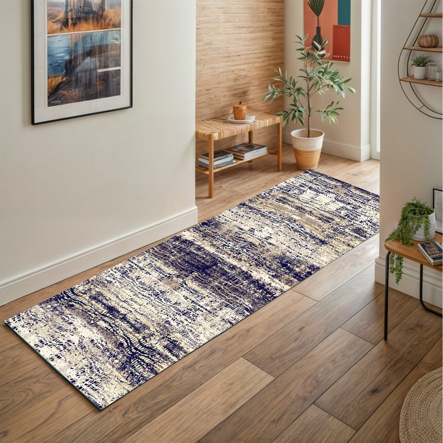 Modern Navy Runner - Art World Gallery