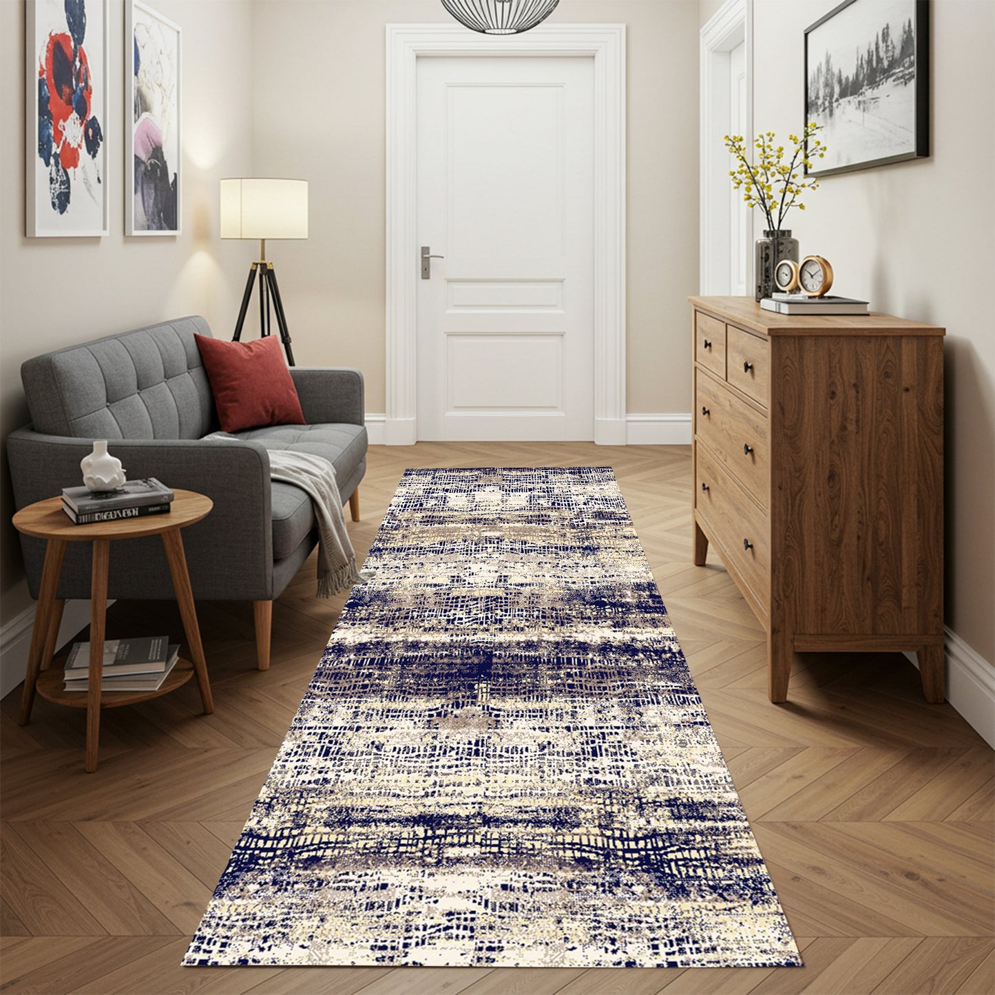 Modern Navy Runner - Art World Gallery