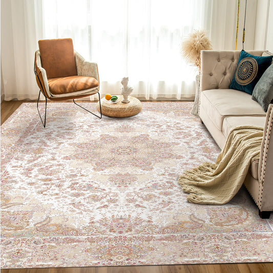 Persian Luxurious Rug – Classic Elegance in Khaki & Cream - Art World Gallery