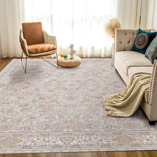 Persian Luxurious Rug – Classic Elegance in Gray & Cream - Art World Gallery