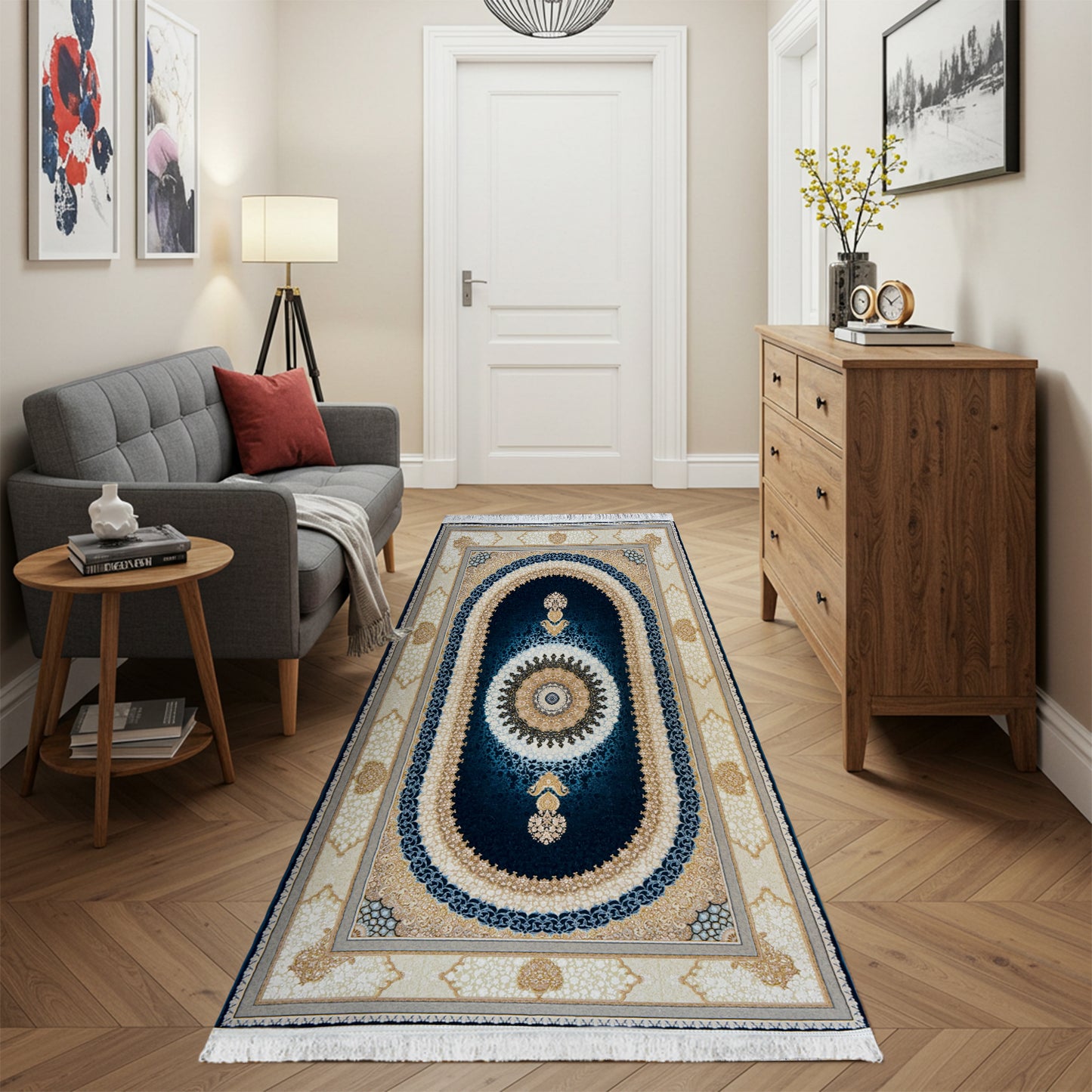 Sadra Blue – Classic Iranian Runner - Art World Gallery