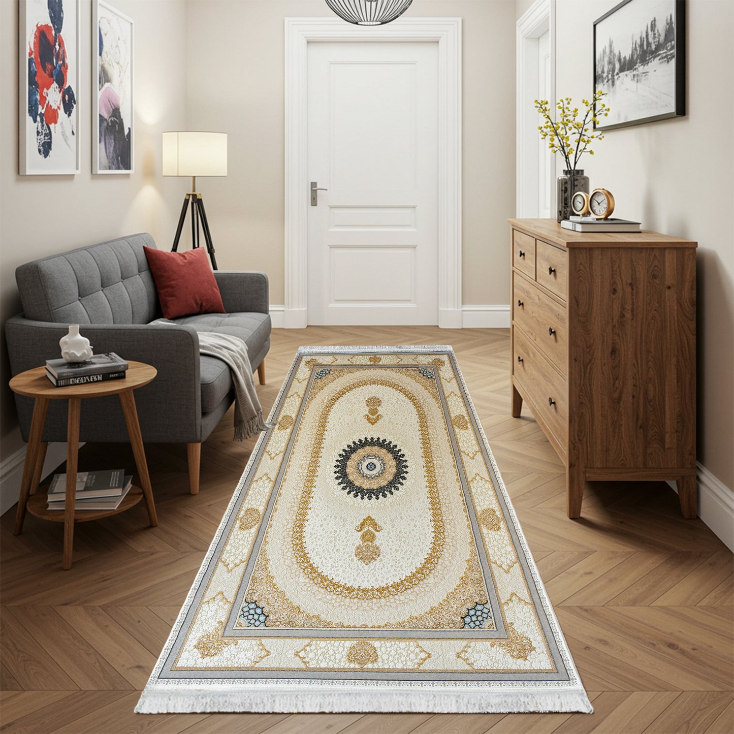 Sadra White - Classic Iranian Runner - Art World Gallery