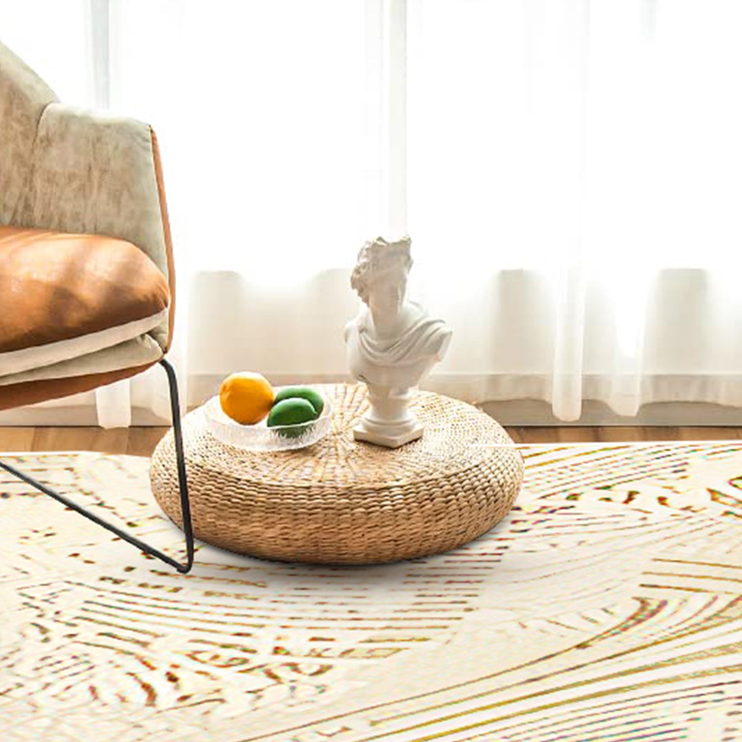 Modern Golden Beige Rug - Art World Gallery