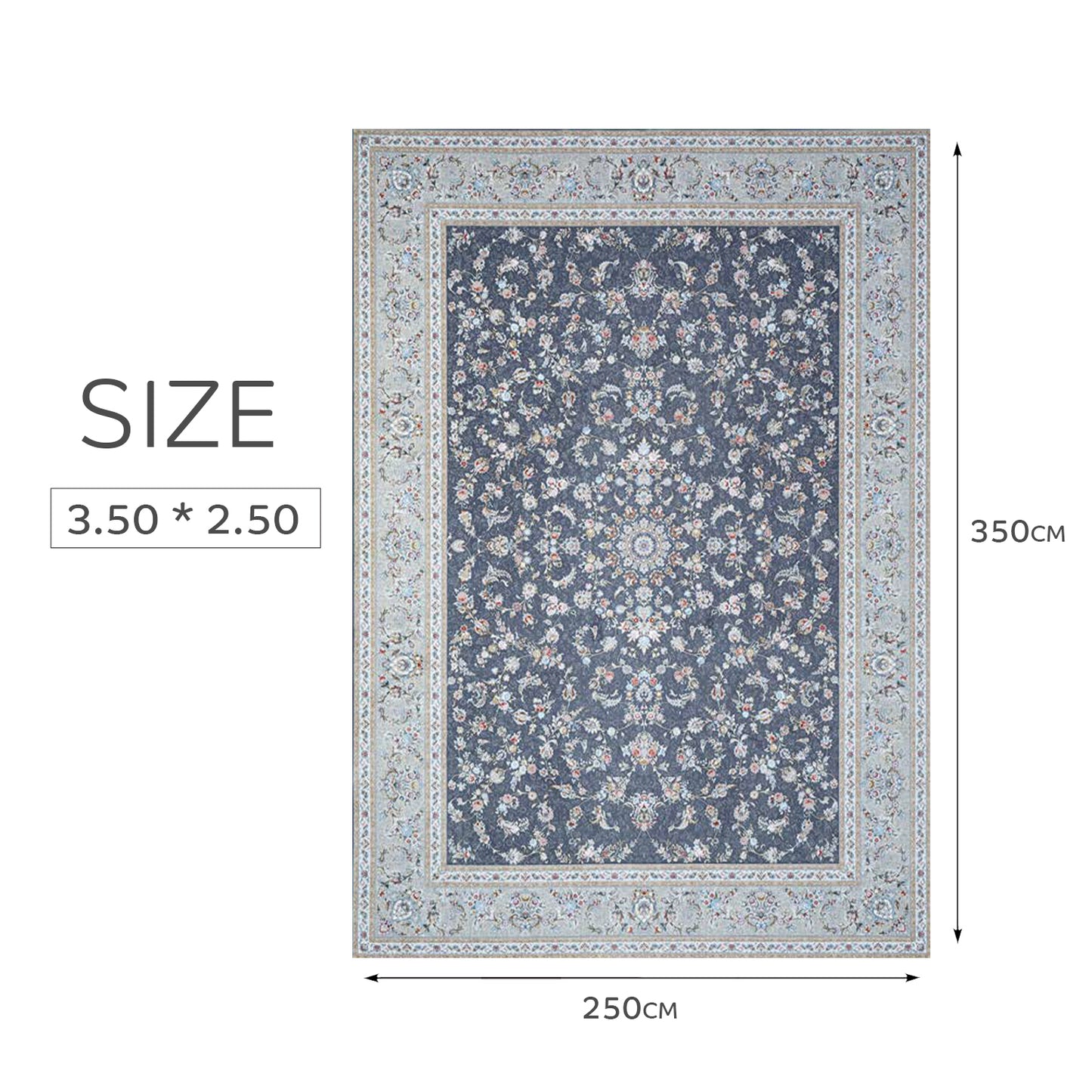 Classic Floral Gray and Beige Rug - Art World Gallery - Art World Gallery