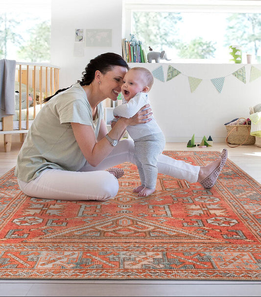 Vintage Collection Red Non-Slip Area Rug