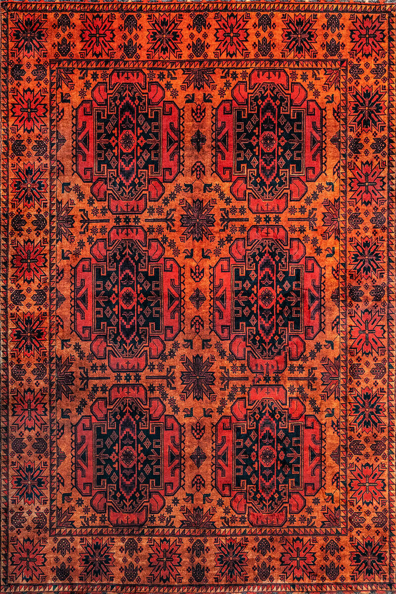 Vintage Collection Orange Non-Slip Area Rug