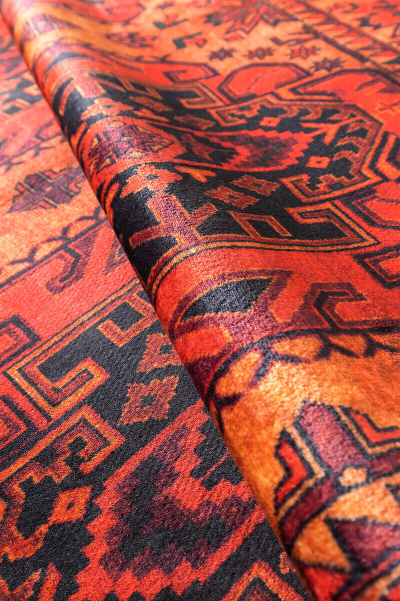 Vintage Collection Orange Non-Slip Area Rug