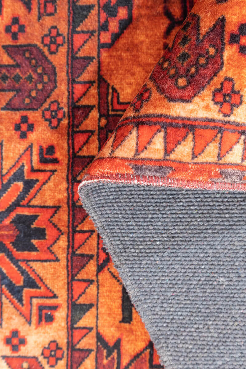 Vintage Collection Orange Non-Slip Area Rug