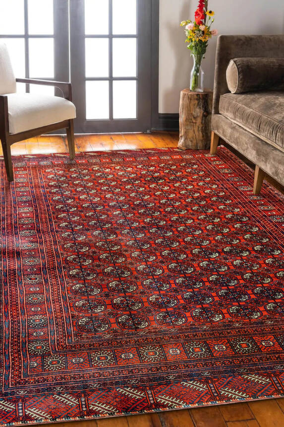 Vintage Collection Red Rug - Non-Slip Area Rug