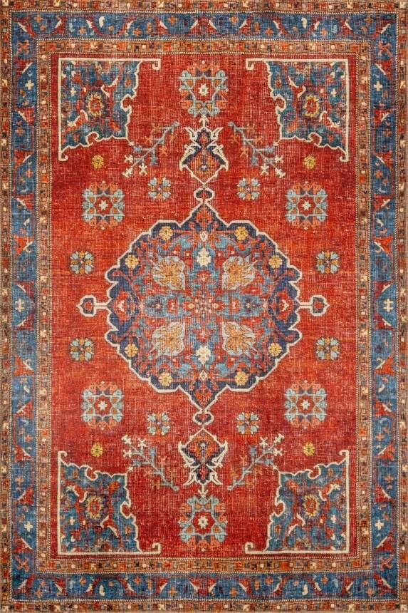 سجادة حمراء وزرقاء غير قابلة للانزلاق من مجموعة Vintage Collection